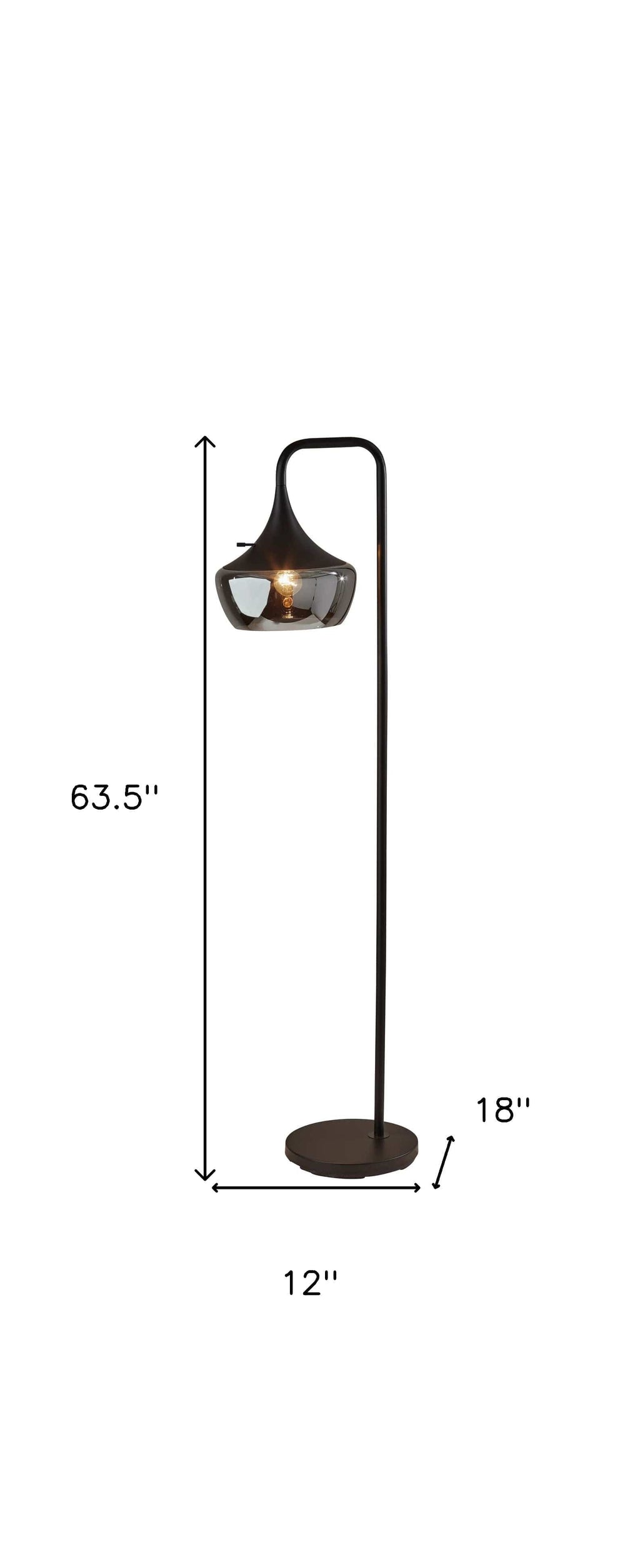 64" Black Task Floor Lamp With Black Bowl Shade - Homeroots - Flyclothing LLC