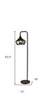 64" Black Task Floor Lamp With Black Bowl Shade - Homeroots
