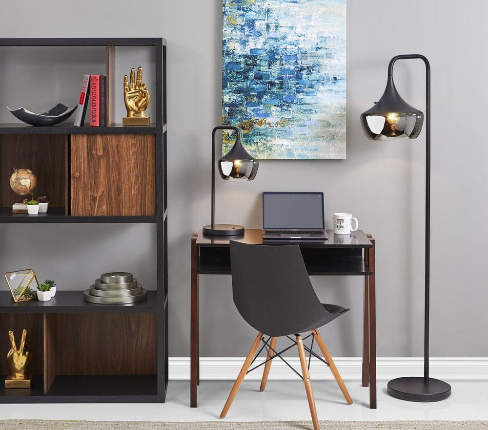 64" Black Task Floor Lamp With Black Bowl Shade - Homeroots - Flyclothing LLC