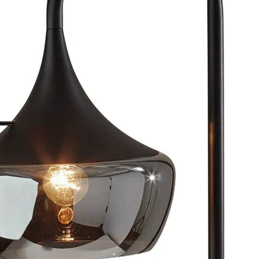 64" Black Task Floor Lamp With Black Bowl Shade - Homeroots