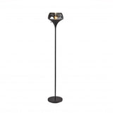 Chalice Mixed Material Torchiere With Black Metal Smoked Glass - Homeroots - Flyclothing LLC