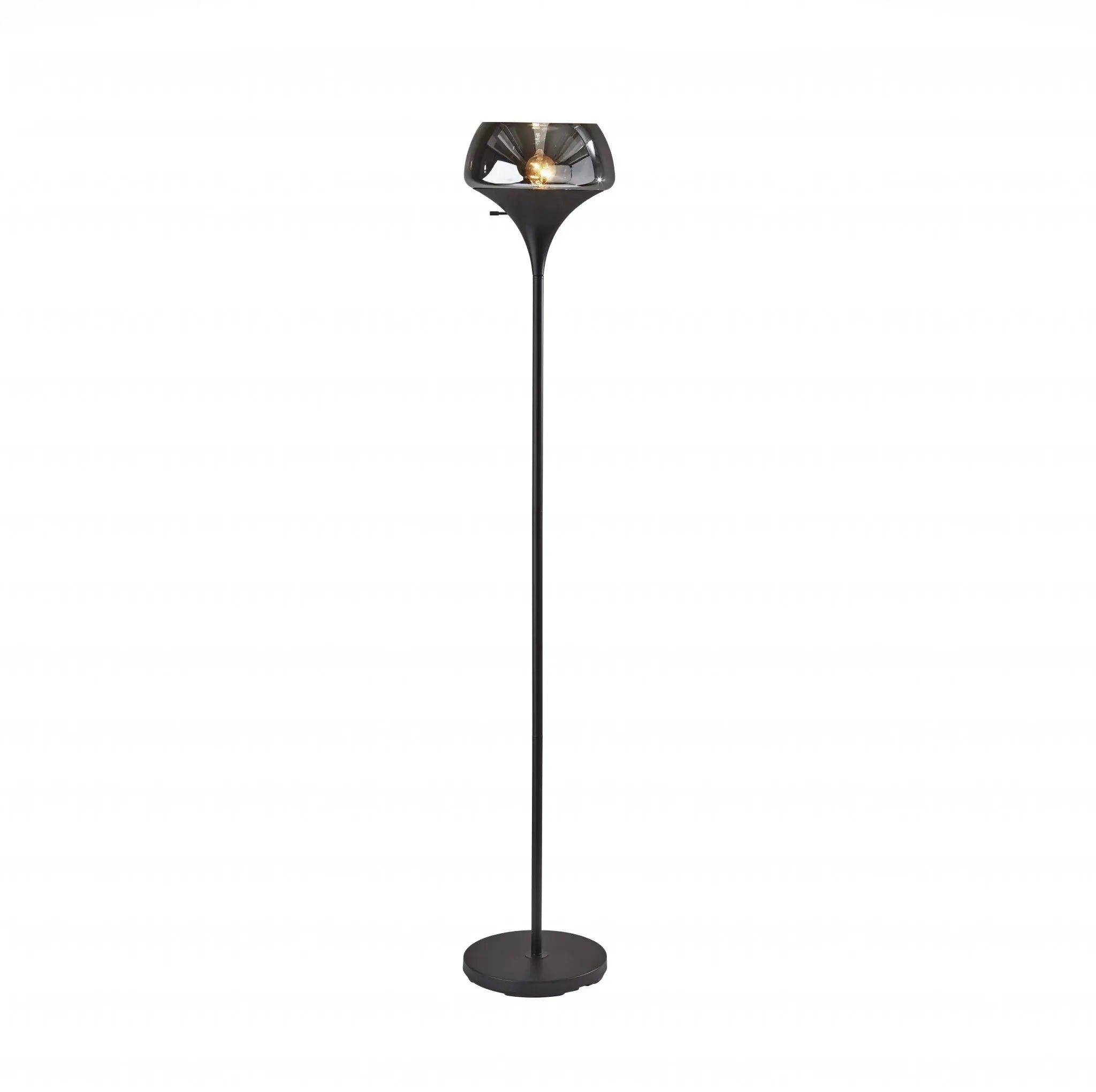 Chalice Mixed Material Torchiere With Black Metal Smoked Glass - Homeroots - Flyclothing LLC