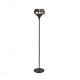 Chalice Mixed Material Torchiere With Black Metal Smoked Glass - Homeroots