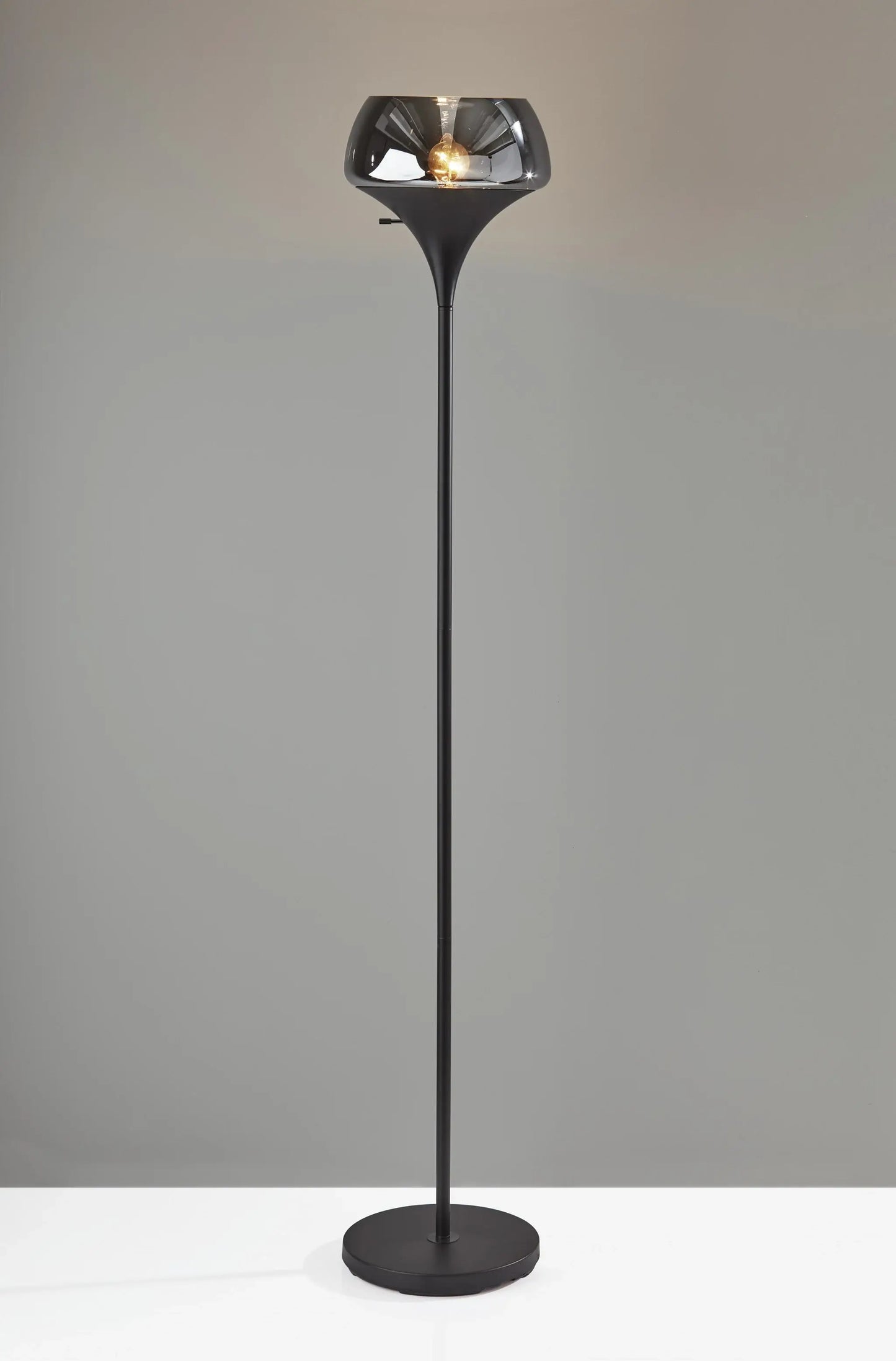 Chalice Mixed Material Torchiere With Black Metal Smoked Glass - Homeroots - Flyclothing LLC