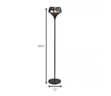 Chalice Mixed Material Torchiere With Black Metal Smoked Glass - Homeroots - Flyclothing LLC