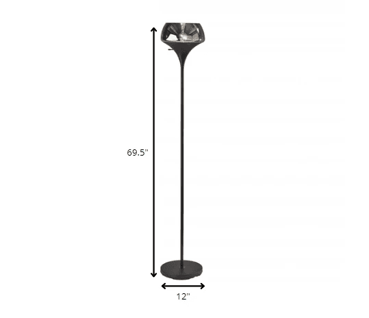 Chalice Mixed Material Torchiere With Black Metal Smoked Glass - Homeroots - Flyclothing LLC