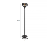 Chalice Mixed Material Torchiere With Black Metal Smoked Glass - Homeroots