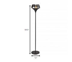 Chalice Mixed Material Torchiere With Black Metal Smoked Glass