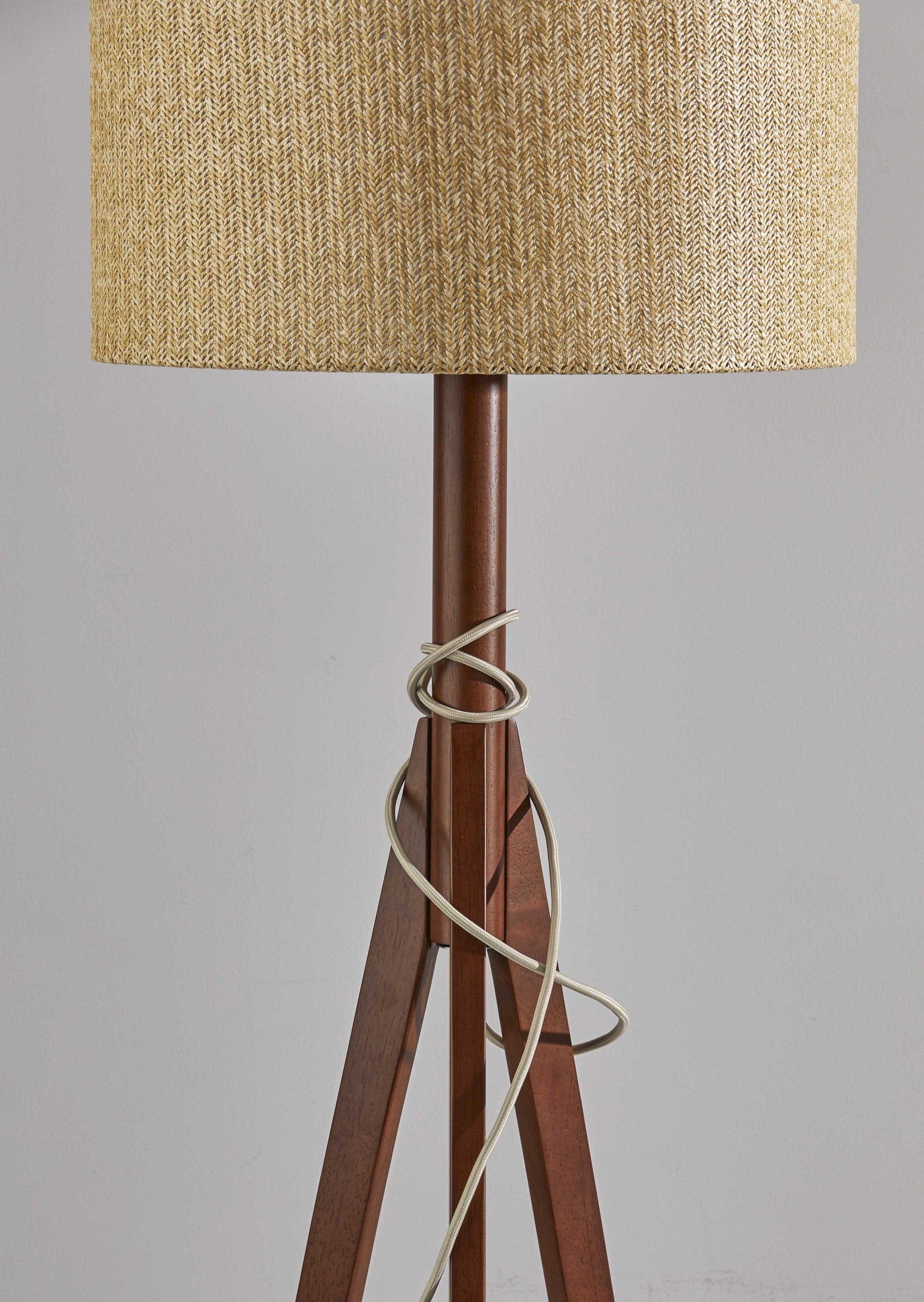 59" Tripod Floor Lamp With Brown Drum Shade - Homeroots