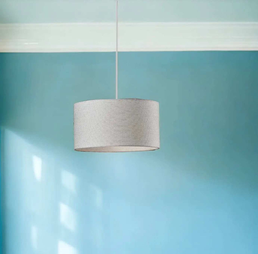 White Fabric Sleek Drum Pendant Lamp - Homeroots - Flyclothing LLC