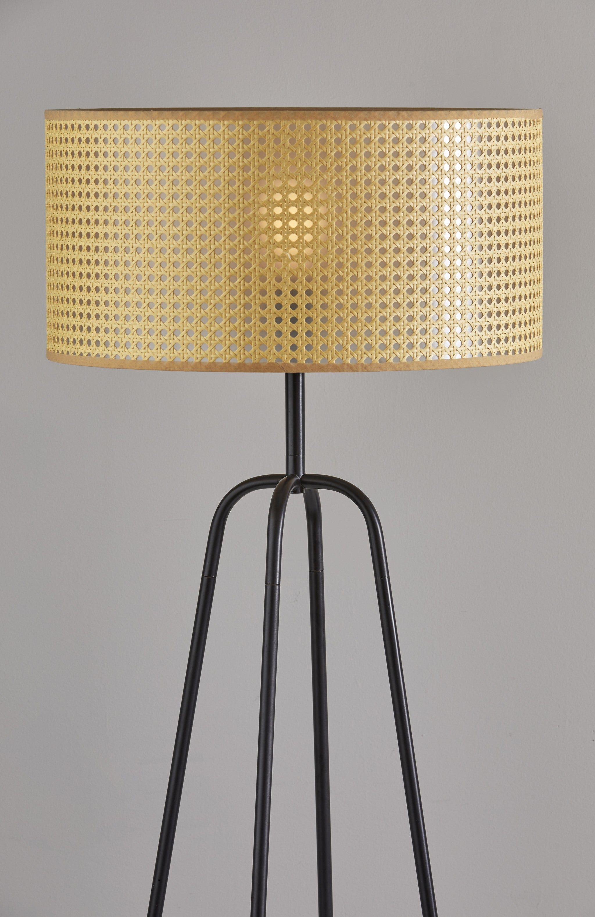 Open Cane Web Natural Shade Dark Bronze Table Lamp - Homeroots
