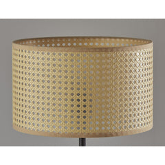 Open Cane Web Natural Shade Dark Bronze Table Lamp - Homeroots