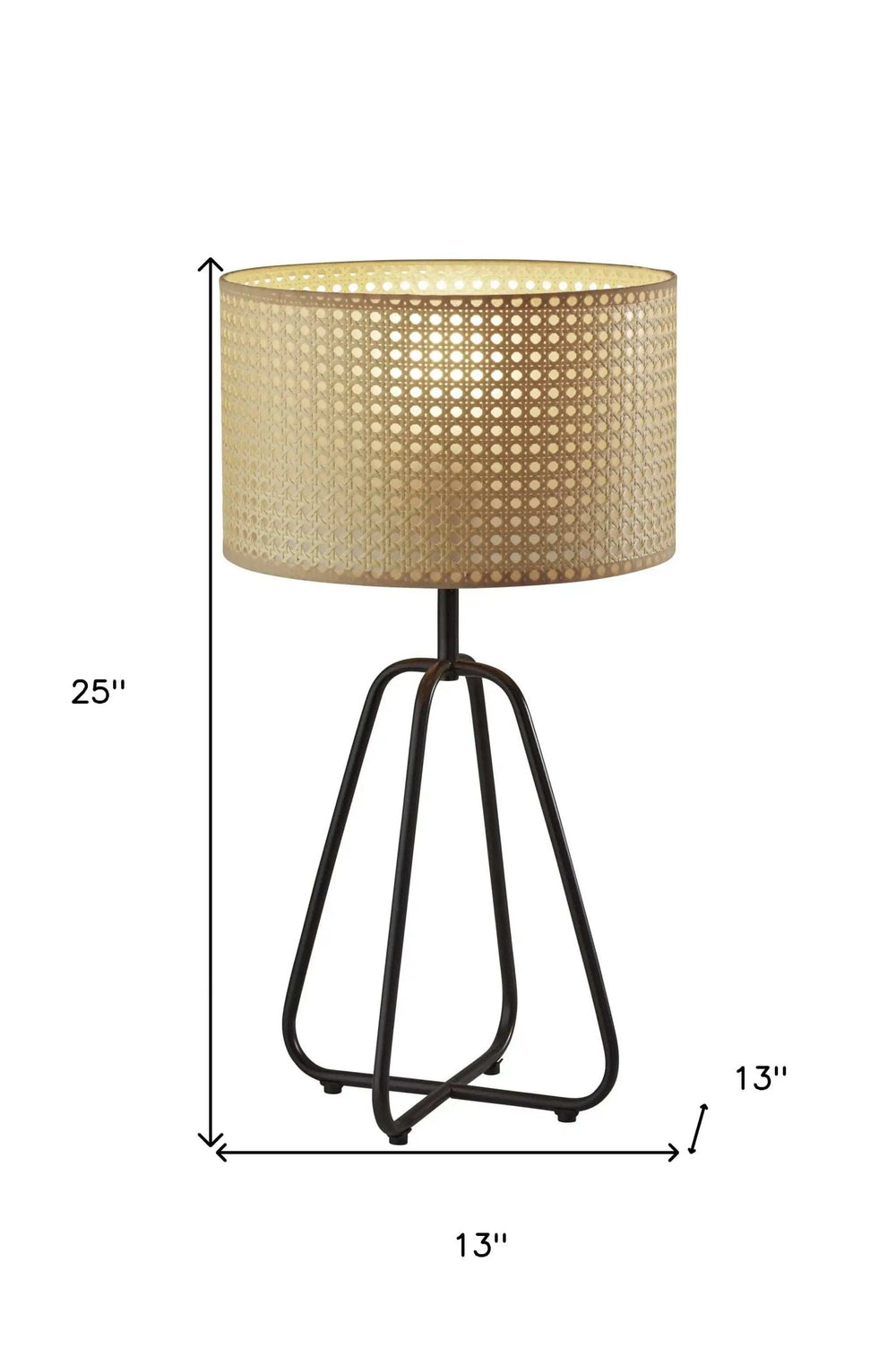 Open Cane Web Natural Shade Dark Bronze Table Lamp - Homeroots - Flyclothing LLC