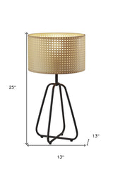 Open Cane Web Natural Shade Dark Bronze Table Lamp - Homeroots