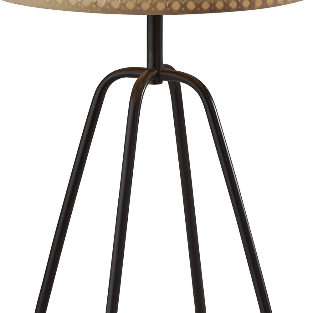 Open Cane Web Natural Shade Dark Bronze Table Lamp - Homeroots