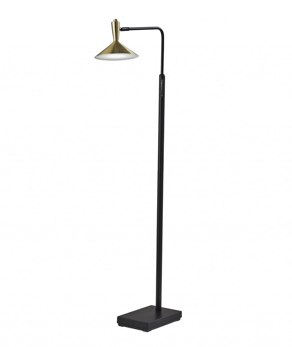 Adjustable Brass Spotlight Led Floor Lamp In Black Metal - Homeroots