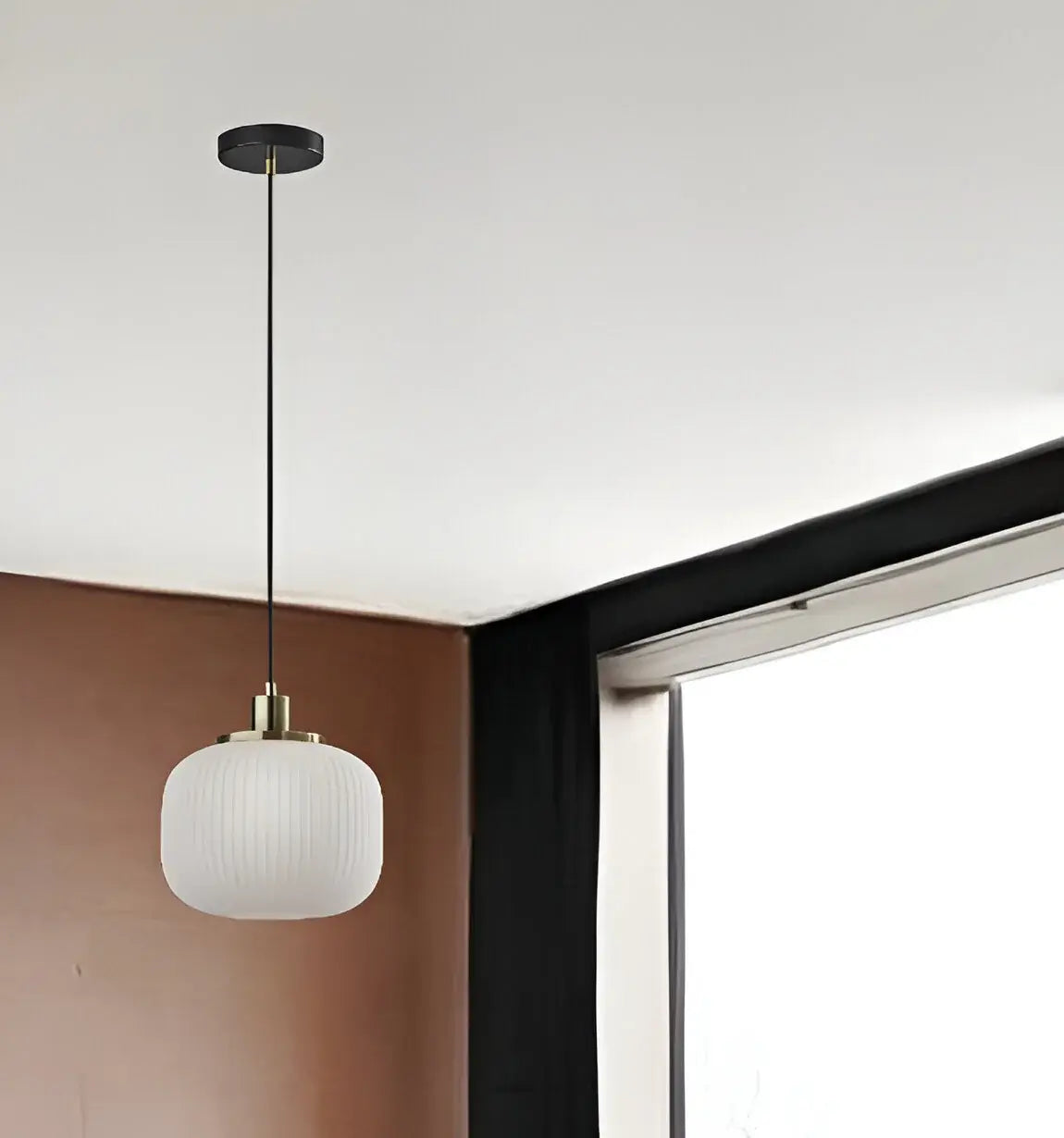 Striped Glass Glow Metal Pendant - Homeroots - Flyclothing LLC