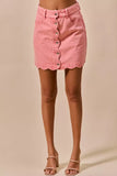 SO ME Vintage Wash Scallop Edge Denim Mini Skirt - Trendsi - Flyclothing LLC