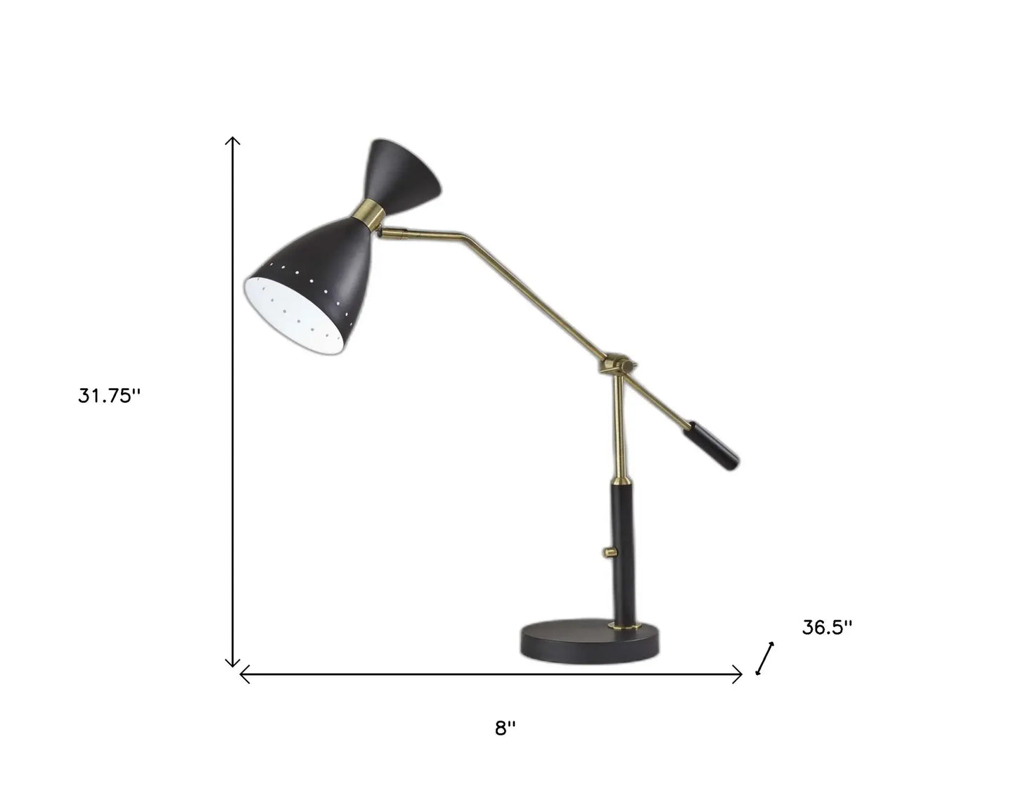 Brass Cinch Black Metal Adjustable Desk Lamp - Homeroots - Flyclothing LLC