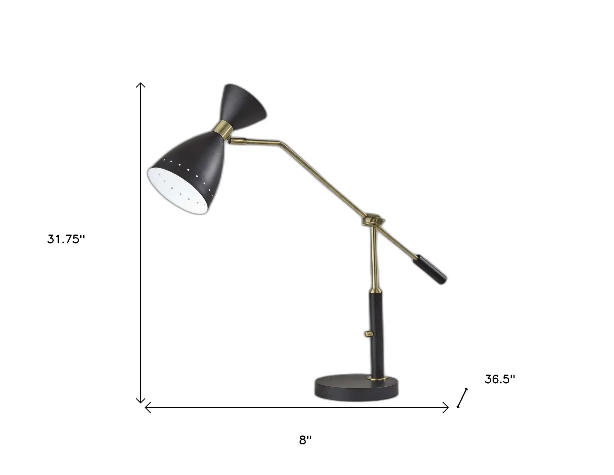 Brass Cinch Black Metal Adjustable Desk Lamp - Homeroots - Flyclothing LLC
