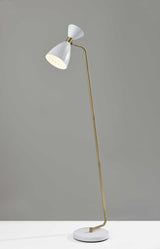59" Brass Task Floor Lamp With White Metal Cone Shade - Homeroots - Flyclothing LLC