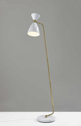 59" Brass Task Floor Lamp With White Metal Cone Shade - Homeroots - Flyclothing LLC