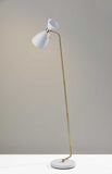 59" Brass Task Floor Lamp With White Metal Cone Shade - Homeroots