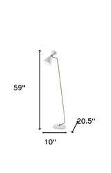 59" Brass Task Floor Lamp With White Metal Cone Shade - Homeroots - Flyclothing LLC
