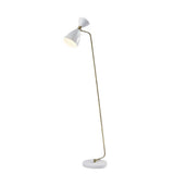 59" Brass Task Floor Lamp With White Metal Cone Shade - Homeroots - Flyclothing LLC