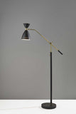66" Black Adjustable Task Floor Lamp With Black Metal Cone Shade - Homeroots