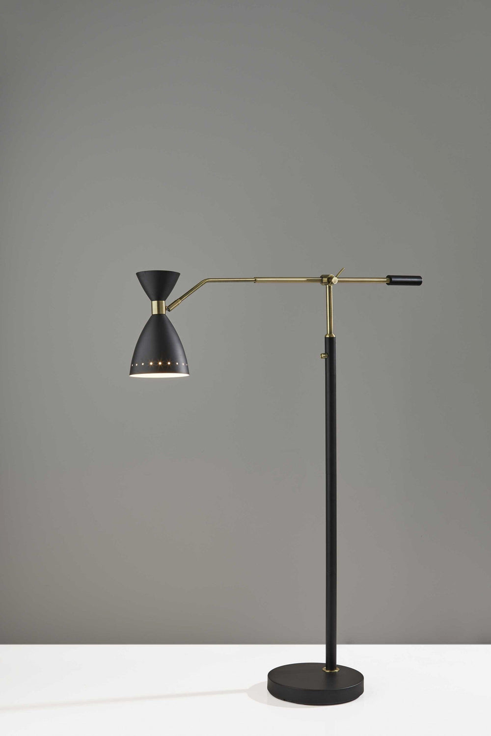 66" Black Adjustable Task Floor Lamp With Black Metal Cone Shade - Homeroots