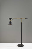 66" Black Adjustable Task Floor Lamp With Black Metal Cone Shade - Homeroots