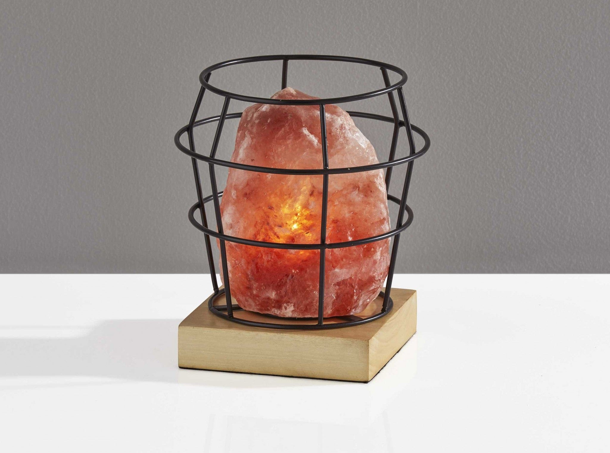 8" Himalayan Salt Accent Lamp With Black Cage Shade - Homeroots - Flyclothing LLC