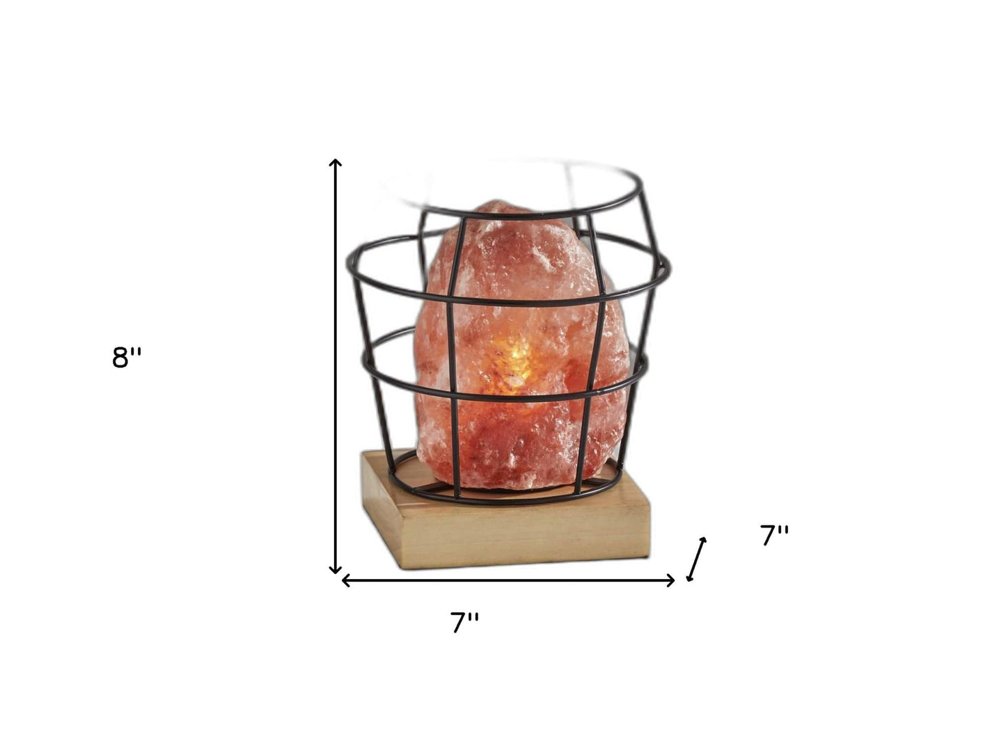 8" Himalayan Salt Accent Lamp With Black Cage Shade - Homeroots - Flyclothing LLC