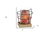 8" Himalayan Salt Accent Lamp With Black Cage Shade - Homeroots - Flyclothing LLC