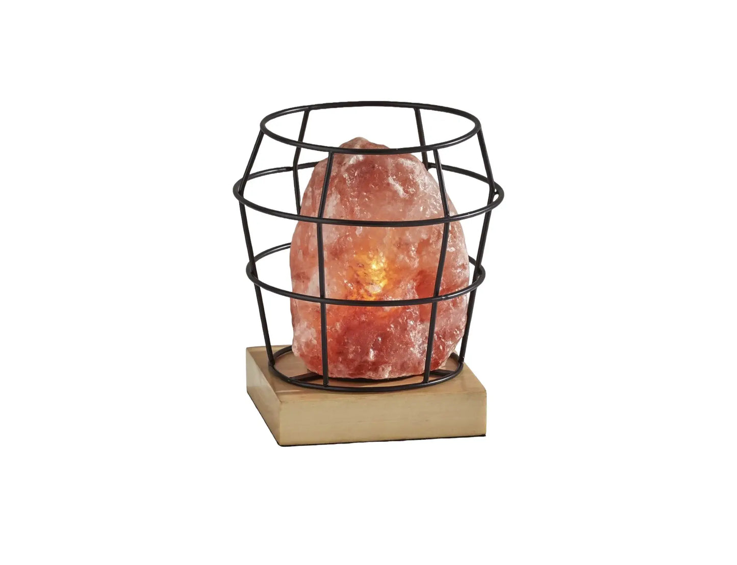 8" Himalayan Salt Accent Lamp With Black Cage Shade - Homeroots - Flyclothing LLC