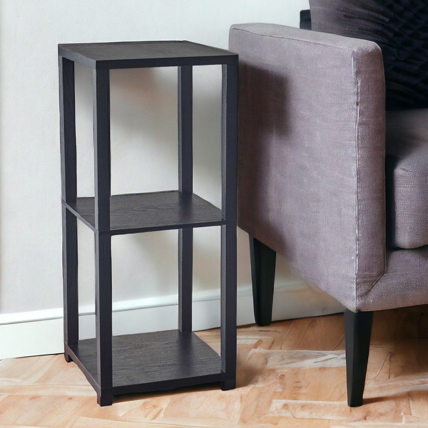 28" Black Square End Table With Two Shelves - Homeroots - Flyclothing LLC