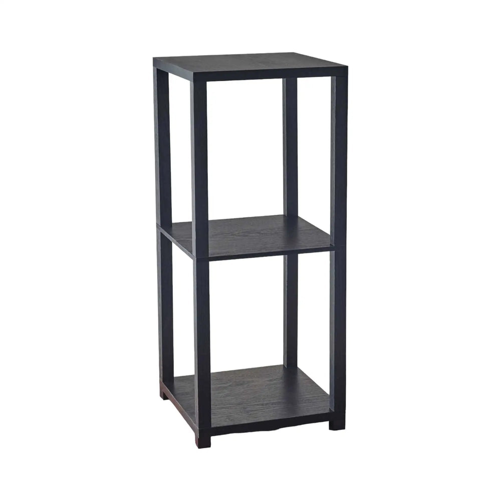 28" Black Square End Table With Two Shelves - Homeroots