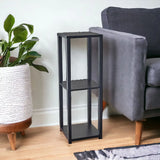 35" Black Solid Wood Square End Table With Two Shelves - Homeroots - Flyclothing LLC