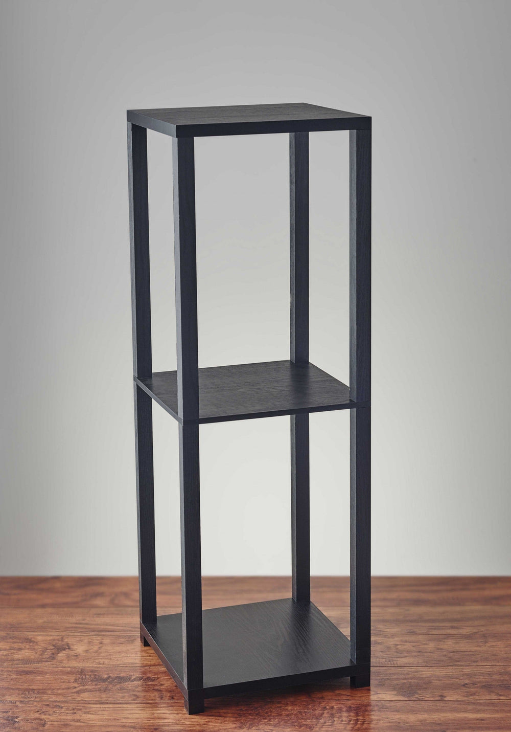 35" Black Solid Wood Square End Table With Two Shelves - Homeroots