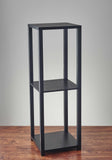 35" Black Solid Wood Square End Table With Two Shelves - Homeroots