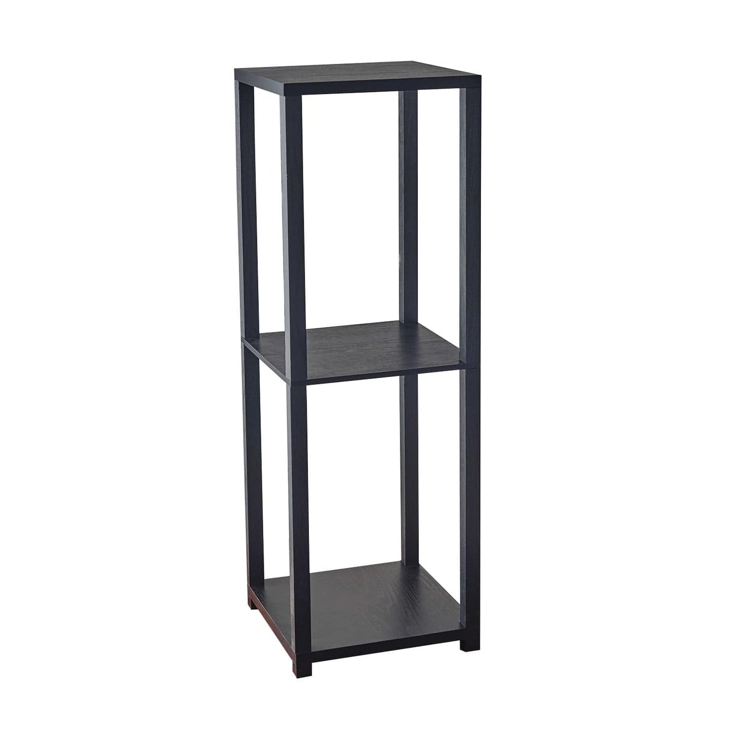 35" Black Solid Wood Square End Table With Two Shelves - Homeroots - Flyclothing LLC