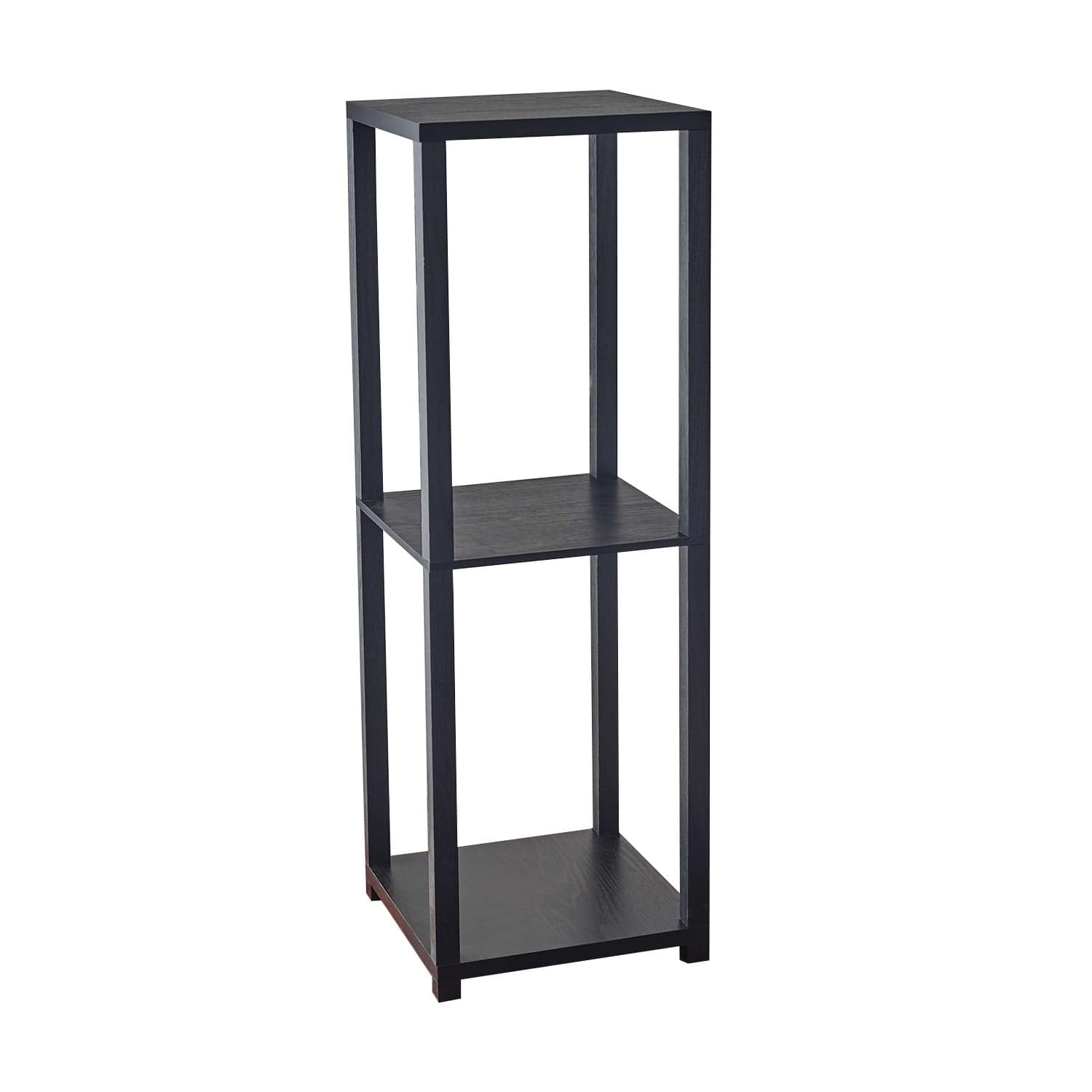 35" Black Solid Wood Square End Table With Two Shelves - Homeroots - Flyclothing LLC