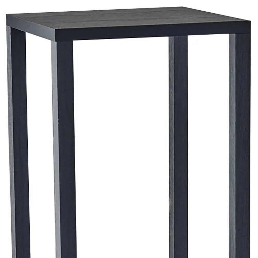 35" Black Solid Wood Square End Table With Two Shelves - Homeroots - Flyclothing LLC