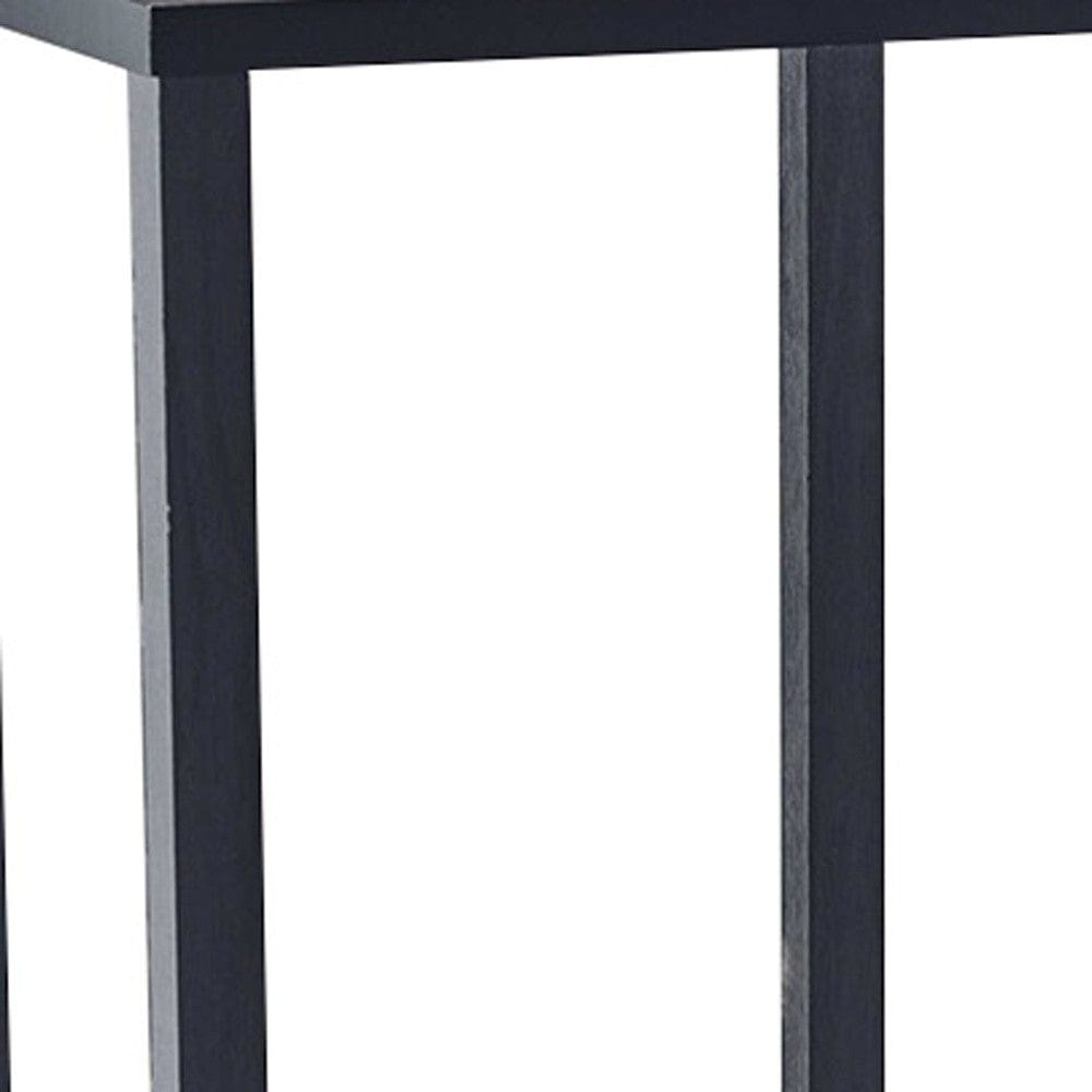 35" Black Solid Wood Square End Table With Two Shelves - Homeroots