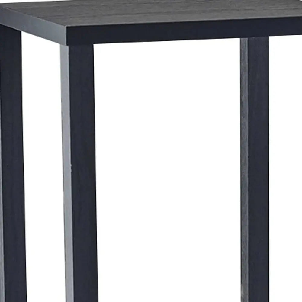 35" Black Solid Wood Square End Table With Two Shelves - Homeroots - Flyclothing LLC