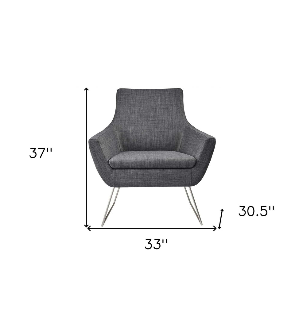 Dark Grey Upholstered Armchair - Homeroots - Flyclothing LLC