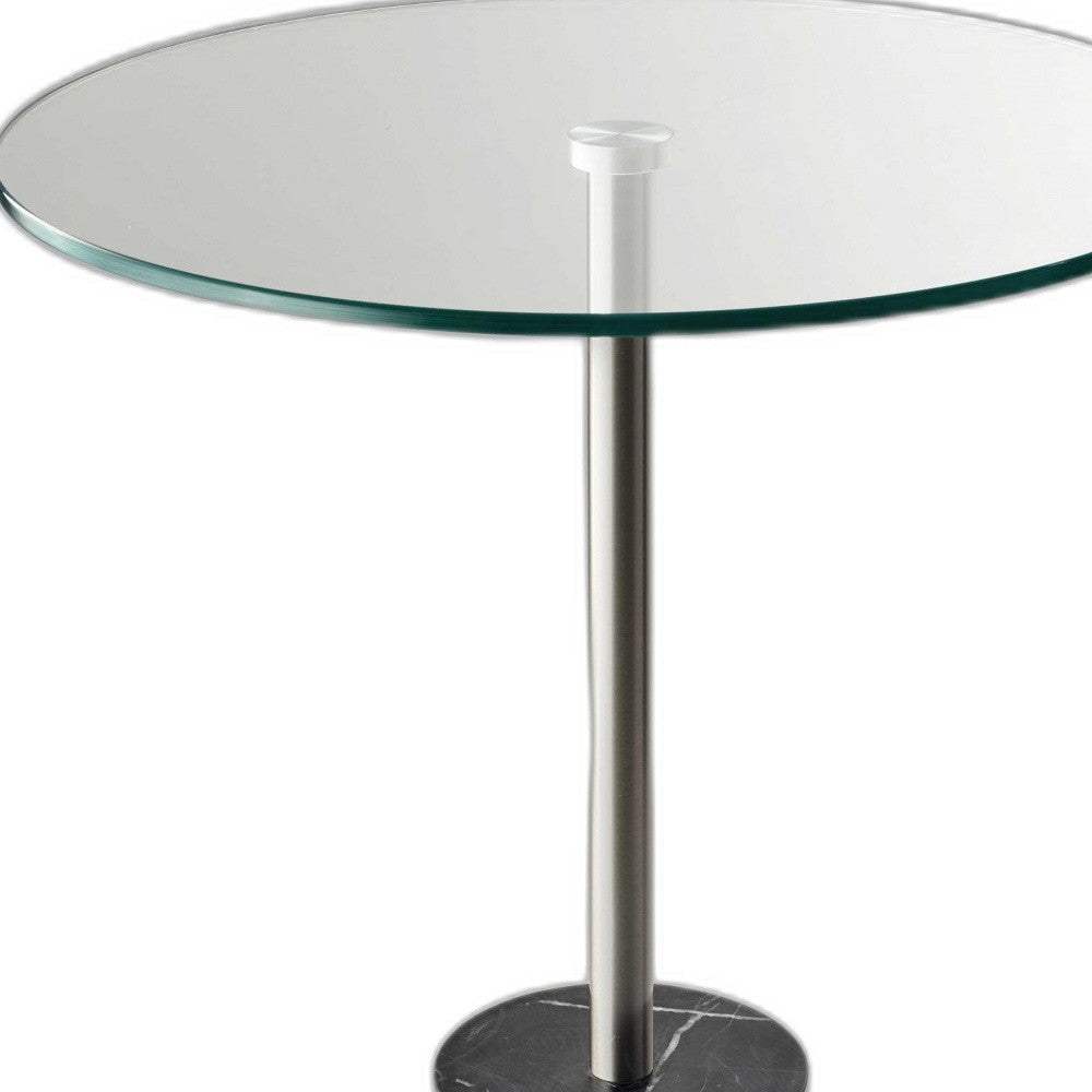 21" Silver And Clear Glass Round End Table - Homeroots - Flyclothing LLC