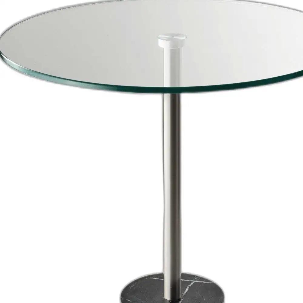 21" Silver And Clear Glass Round End Table - Homeroots