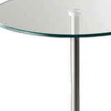21" Silver And Clear Glass Round End Table - Homeroots